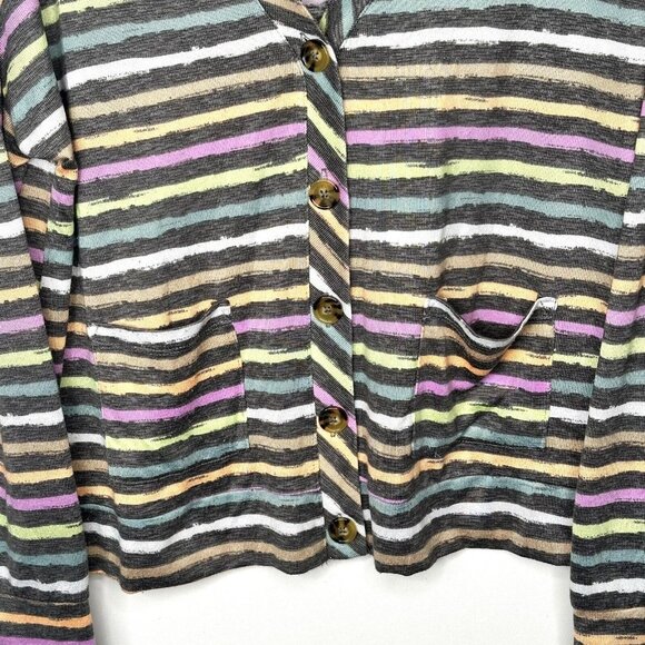 Joyspun Womens Cardigan Sweater Hacci Knit V Neck Stretch Rainbow Stripe Sz M - Picture 4 of 10